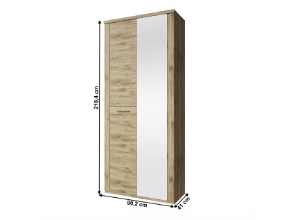 Skriňa 2D so zrkadlom, dub navarra, DORSI