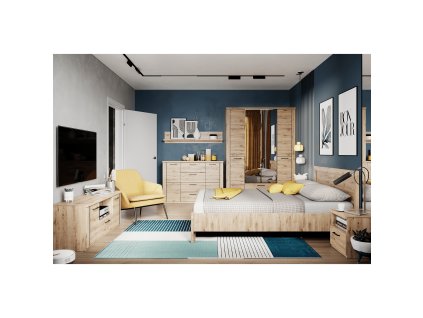 Skriňa 4D2S so zrkadlom, dub navarra, DORSI