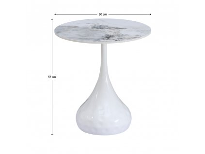 Konferenčný stolík, biely mramor/oceľ, EBREL