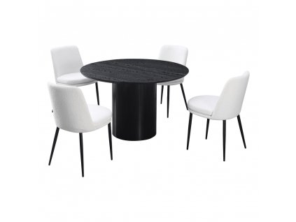 Jedálenský stôl, čierna, priemer 120 cm, MAHIR TYP 2