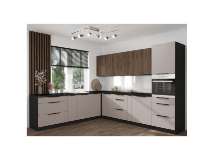 Vysoká skrinka na vstavanú rúru, kašmír/čierna, ARAKA 60 DP-210 2F