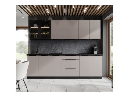 Vysoká skrinka na rúru a mikrovlnú rúru, kašmír/čierna, ARAKA 60 DPM-210 2F