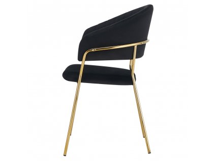 Dizajnové jedálenské kreslo, čierna Velvet látka/gold chróm zlatý, DASMIN TYP 1