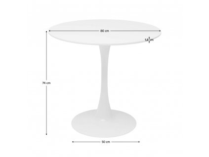 Jedálenský stôl, okrúhly, biela matná, priemer 80 cm, REVENTON NEW