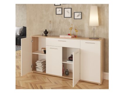 Komoda, dub sonoma/biela, LUNIA