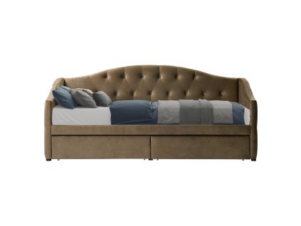 Posteľ s úložným priestorom, 90x200, hnedá Velvet látka, ZASKA