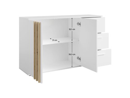 tolis komoda 2d 3z biela typ 3 koty 2