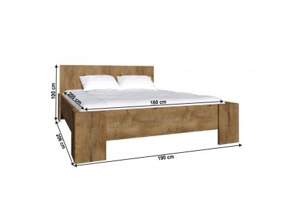 Posteľ, dub lefkas tmavý, 180x200, MONTANA L2