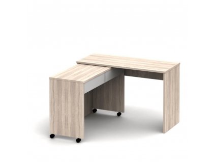 Rozkladací PC stôl so šuplíkmi, dub sonoma/biela, VERSAL NEW