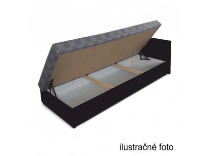 Váľanda s úložným priestorom, ekokoža hnedá/látka vzor, pravá, JUDIT