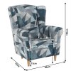 Kreslo ušiak, látka sivo-modrý vzor, CHARLOT
