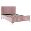 Posteľ, ružová/gold chróm zlatý, 140x200, KAISA