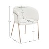 Dizajnové jedálenské kreslo, biela Ivory/rose gold chróm ružová, ADIMAR