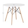 Jedálenský stôl,  biela/buk, priemer 80 cm, GAMIN 2 NEW 80