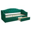 Posteľ s úložným priestorom, 90x200, zelená Velvet látka, ZASKA