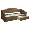 Posteľ s úložným priestorom, 90x200, hnedá Velvet látka, ZASKA