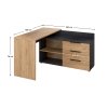 Rohový PC stôl, grafit/dub artisan, KLAUDIUS TYP 9