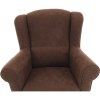 Kreslo ušiak, s taburetom, látka hnedá, ASTRID