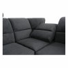 Sedacia súprava, ekokoža čierna/látka tmavosivá, ľavá, SANTIAGO U