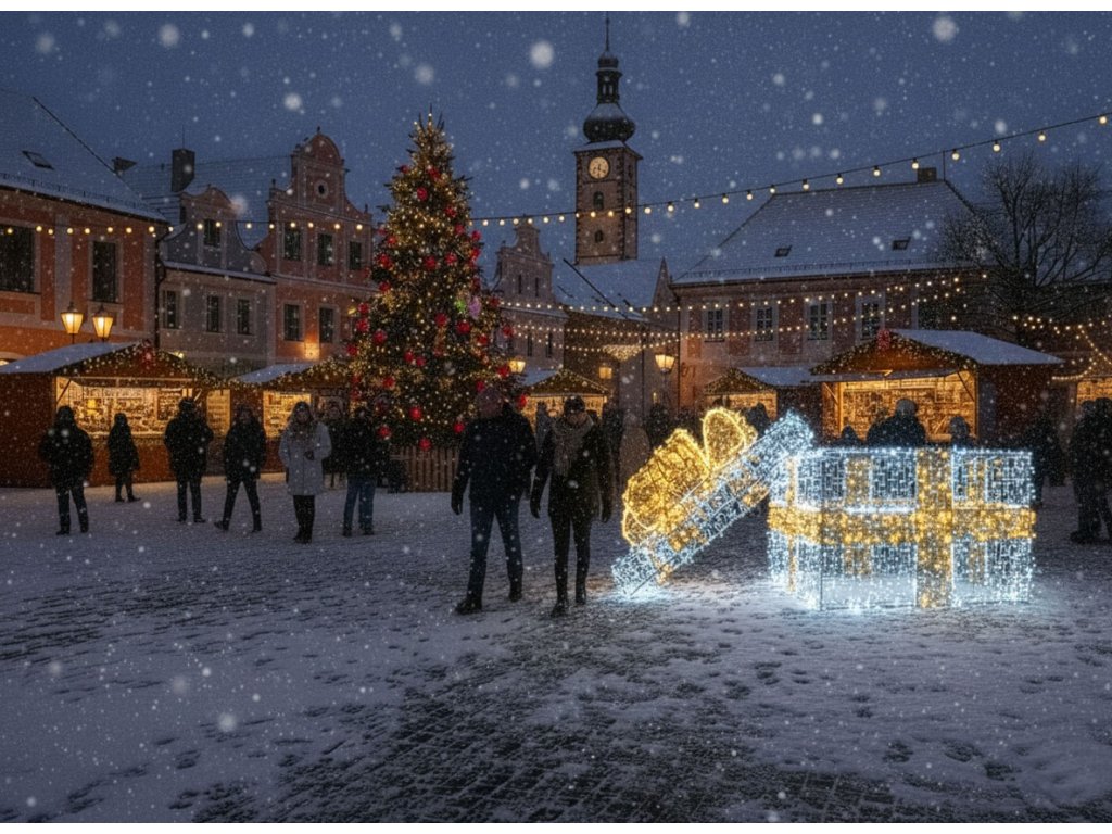3D LED VÁNOČNÍ DÁREK s víkem 150 cm Svetelna vanocni vyzdoba pro mesta a obce dekorace pro obce a mesta MC DECO
