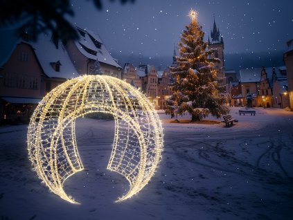 3D LED vánoční Koule 200 cm, teplá bílá - Svetelna vanocni vyzdoba pro mesta a obce