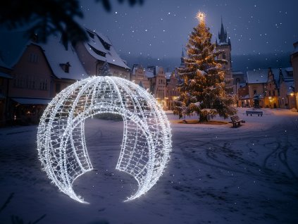 3D LED vánoční Koule 200 cm, studená bílá