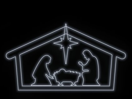 Vánoční LED betlém v životní velikosti, 315 × 218 cm svetelny dekorace pro obce mesta fotopoint betlem sb