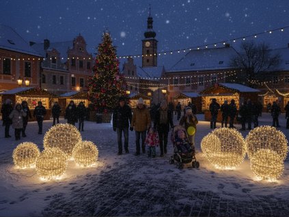 dekorace pro obce 3D LED vánoční Koule 100 cm tepla bila Svetelna vanocni vyzdoba pro mesta a obce