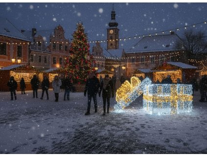 3D LED VÁNOČNÍ DÁREK s víkem 150 cm Svetelna vanocni vyzdoba pro mesta a obce dekorace pro obce a mesta MC DECO