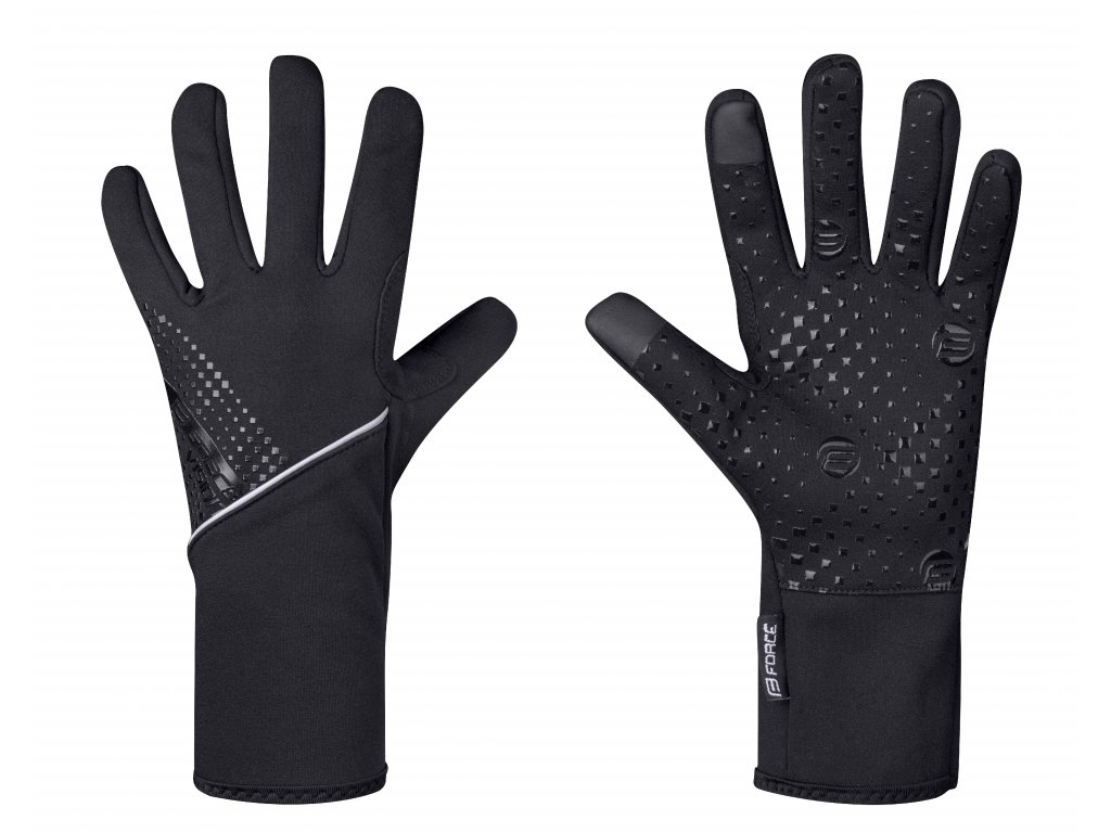 FORCE rukavice F VISION softshell, jaro-podzim, černé Velikost: M