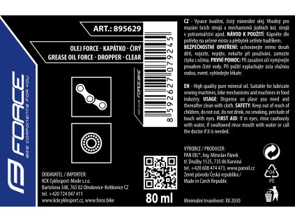 olej-kapátko FORCE, čirý, minerální, 80 ml