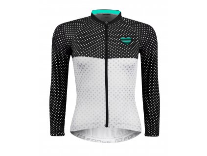dres F POINTS LADY dl. rukáv, črn-bílo-tyrkys (velikost  XS)