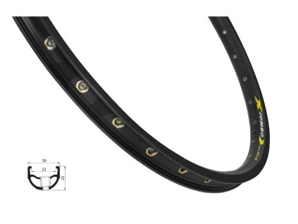 ráfek REMERX JUMBO 406x23, 48děr, černý (Varianta materiál: hliník, počet děr: 48 děr, rozměr: 20 palců, typ brzdy: ráfková, typ ráfku: pláštový)