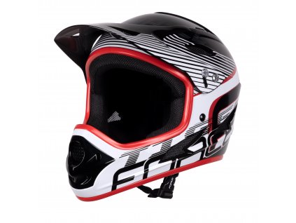 přilba FORCE TIGER downhill, črn-bílo-červ (velikost  L-XL)