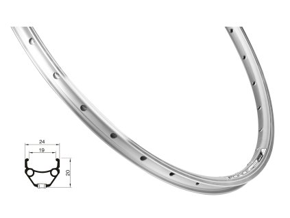 ráfek FORCE CLASSIC 559x19, 32děr, stříbrný (Varianta materiál: hliník, počet děr: 32 děr, rozměr: 26 palců, typ brzdy: ráfková, typ ráfku: pláštový)