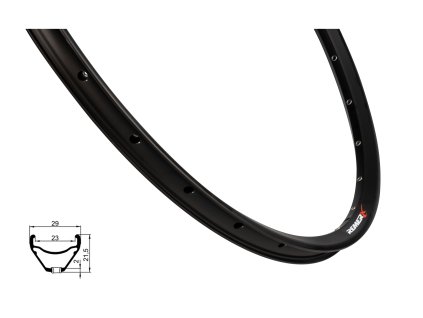 ráfek REMERX WER 523 DISC 622x23, 32děr, černý (Varianta materiál: hliník, počet děr: 32 děr, rozměr: 29 palců, typ brzdy: disková, typ ráfku: pláštový)