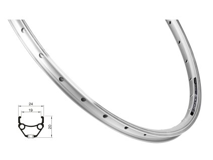 ráfek FORCE CLASSIC 622x19, 32děr, stříbrný (Varianta materiál: hliník, počet děr: 32 děr, rozměr: 28 palců, typ brzdy: ráfková, typ ráfku: pláštový)