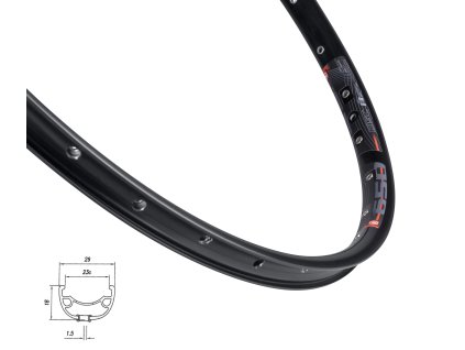 ráfek MACH1-650 DISC 622x23, 32 děr, černý (Varianta materiál: hliník, počet děr: 32 děr, rozměr: 29 palců, typ brzdy: disková, typ ráfku: pláštový)
