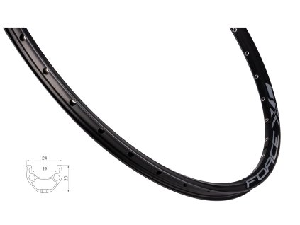 ráfek FORCE XC BASIC DISC 584x19, 36děr, černý (Varianta materiál: hliník, počet děr: 36 děr, rozměr: 27,5 palců, typ brzdy: disková, typ ráfku: pláštový)