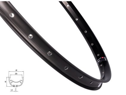 ráfek MACH1 KLIXX DISC 584x23, 32 děr, černý (Varianta materiál: hliník, počet děr: 32 děr, rozměr: 27,5 palců, typ brzdy: disková, typ ráfku: pláštový)