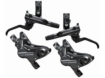 brzda kotoučová SHIMANO Deore M6120 čtyřpístková přední a zadní komplet bez kotoučů, (zadní J-kit)