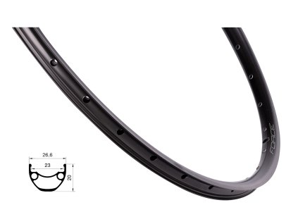 ráfek FORCE XC DISC 622x23, 36děr, černý (Varianta materiál: hliník, počet děr: 36 děr, rozměr: 29 palců, typ brzdy: disková, typ ráfku: pláštový)