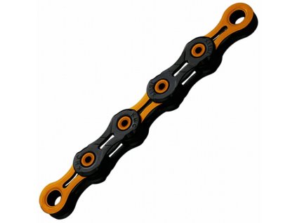 řetěz KMC DLC SL 11 oranžovo/černý v krabičce 118 čl.