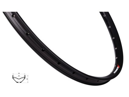 ráfek REMERX RX 2030 DISC 622x30, 32děr, černý (Varianta materiál: hliník, počet děr: 32 děr, rozměr: 29 palců, typ brzdy: disková, typ ráfku: pláštový)