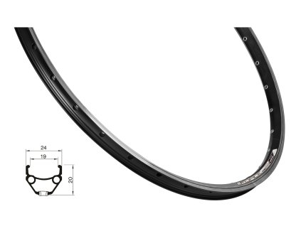 ráfek FORCE CLASSIC 559x19, 36děr, černý (Varianta materiál: hliník, počet děr: 36 děr, rozměr: 26 palců, typ brzdy: ráfková, typ ráfku: pláštový)