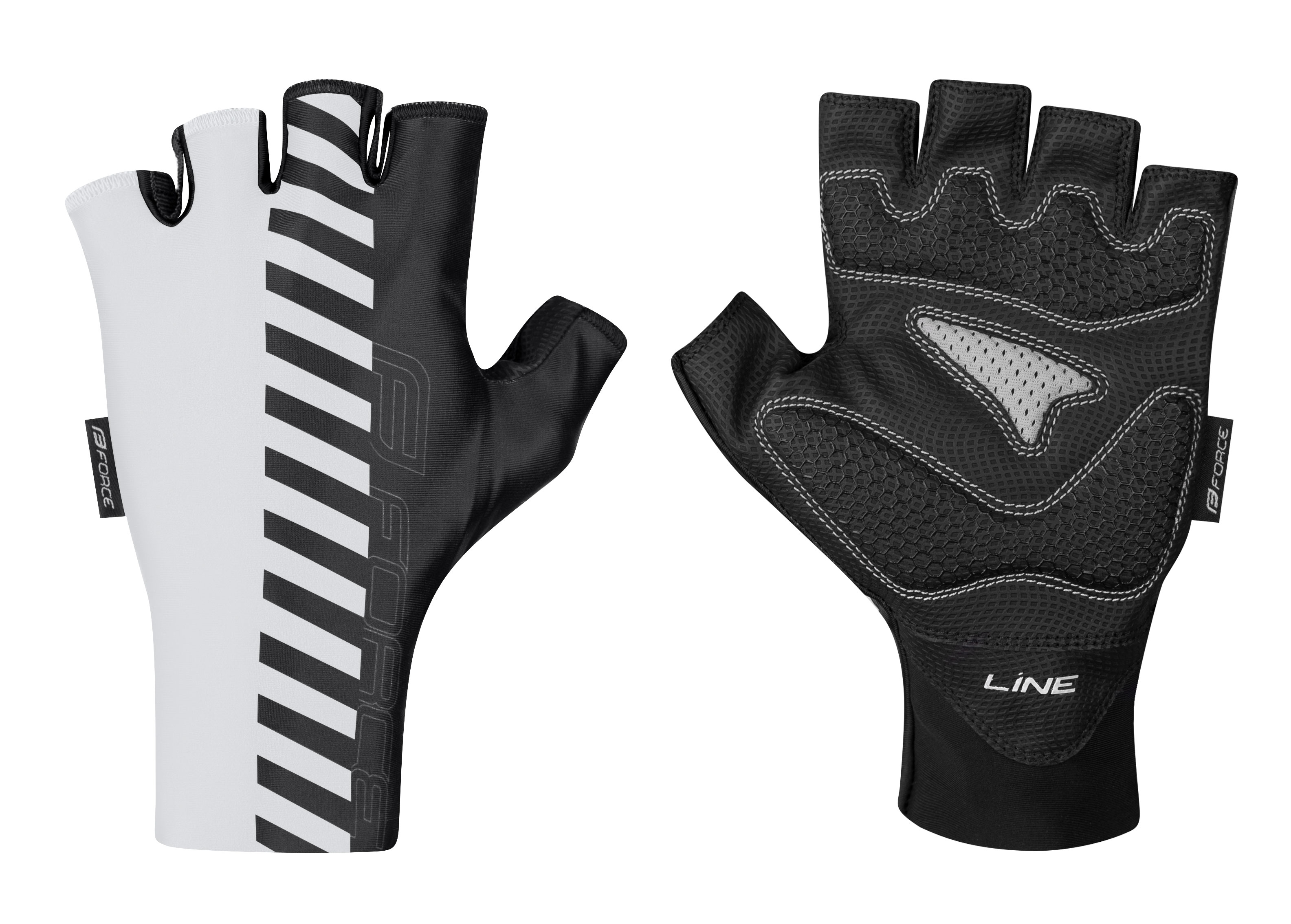 rukavice FORCE LINE bez zapínání, bílo-černé Velikost: XL