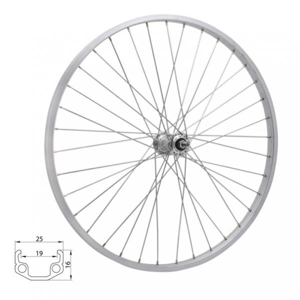 TWN kolo zapletené 28" 622-19 přední 36 děr stříbrné Union/CnSpoke