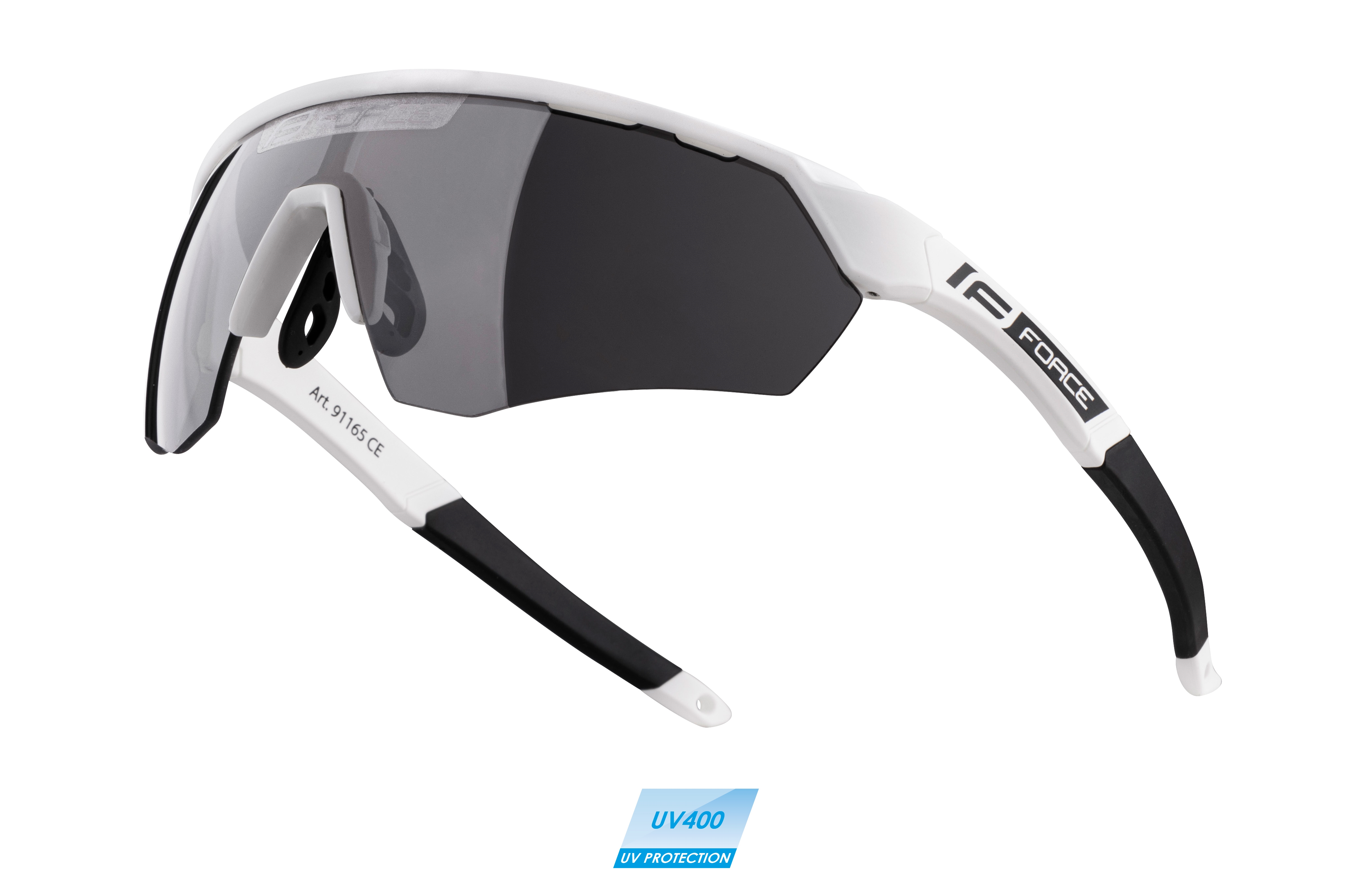 brýle FORCE ENIGMA bílé mat., černé sklo varianta: barva: bílá, skla: polykarbonátová, určení: cyklistické, Řada: Black line