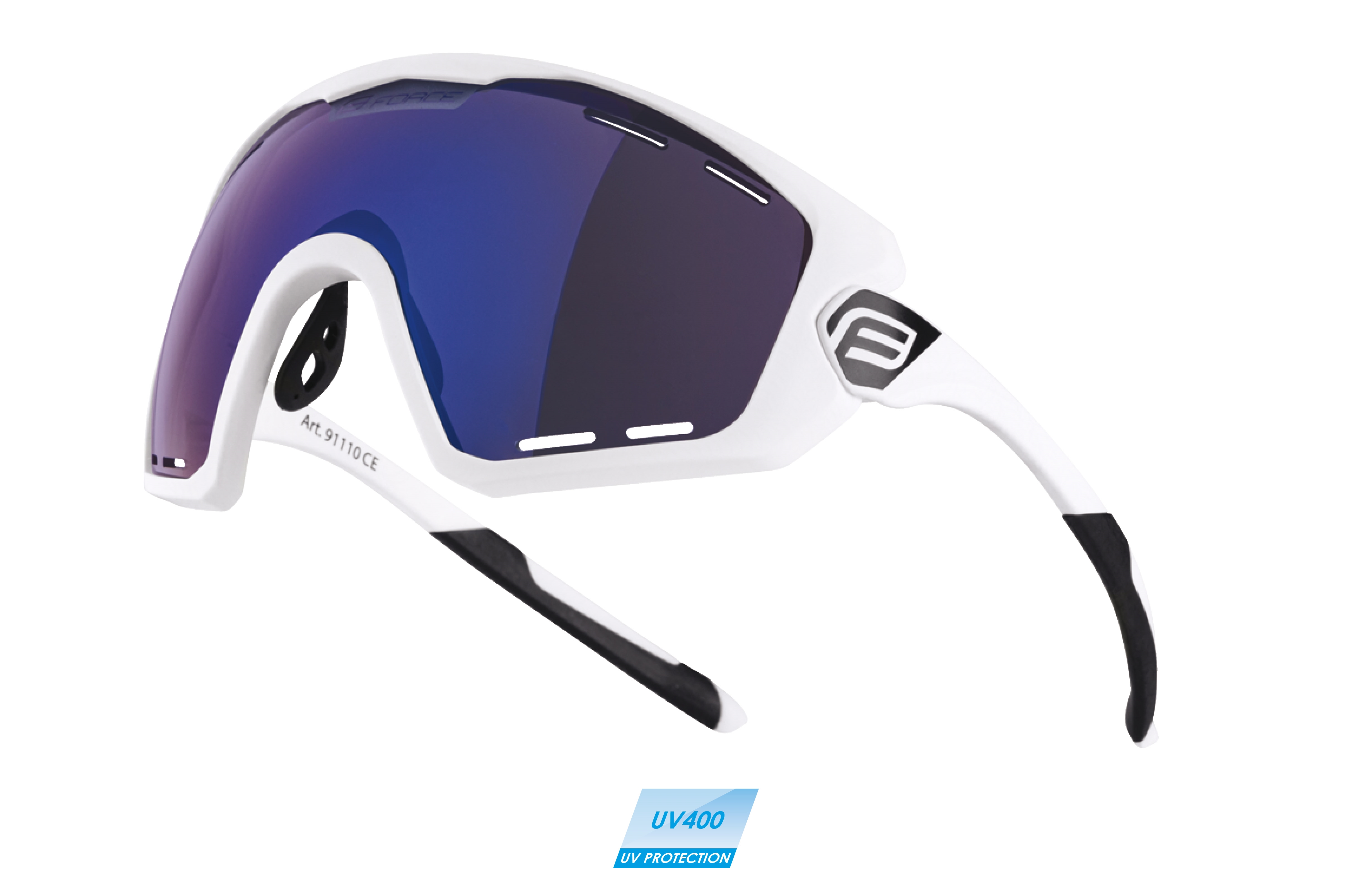 brýle FORCE OMBRO PLUS bílé mat., modré sklo varianta: barva: bílá, skla: polykarbonátová, určení: cyklistické, Řada: Black line