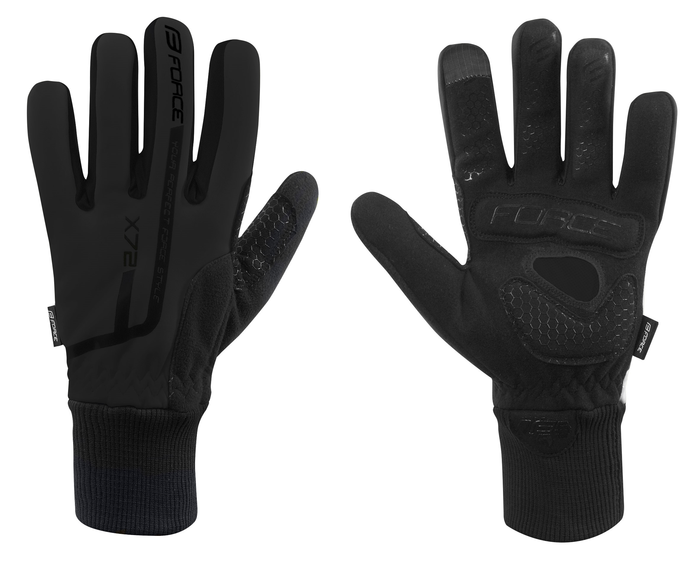 rukavice zimní FORCE X72, černé Velikost: M